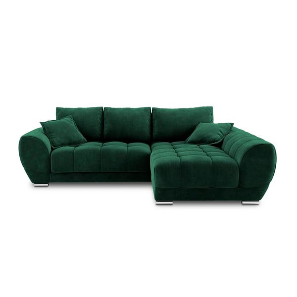 Zelena raztegljiva sedežna garnitura z žametnim oblazinjenjem Windsor & Co Zofe Nuage, desni kot