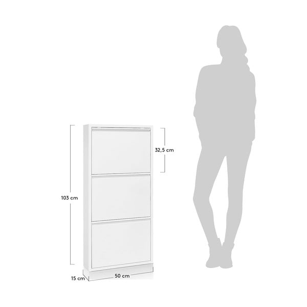 Bela kovinska preklopna omarica za čevlje 50x103x15 cm Ode – Kave Home-image-3