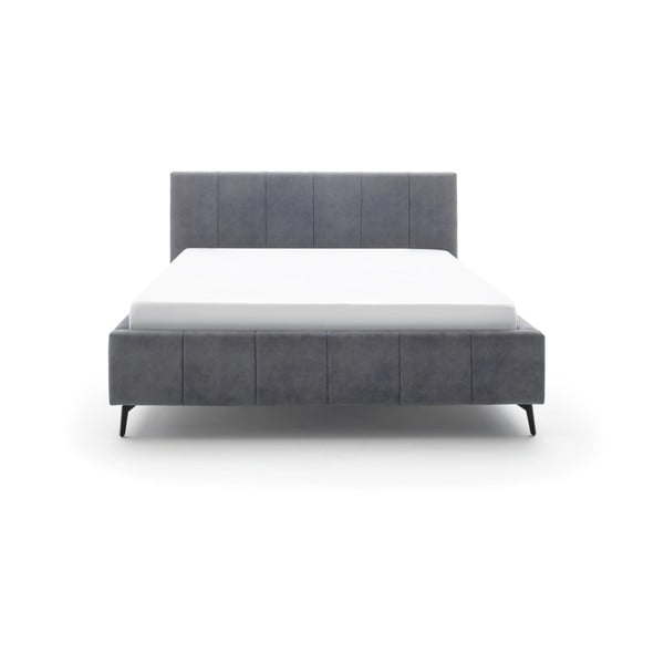 Antracitno siva oblazinjena zakonska postelja s prostorom za shranjevanje z letvenim dnom 180x200 cm Lizzano – Meise Möbel-image-2