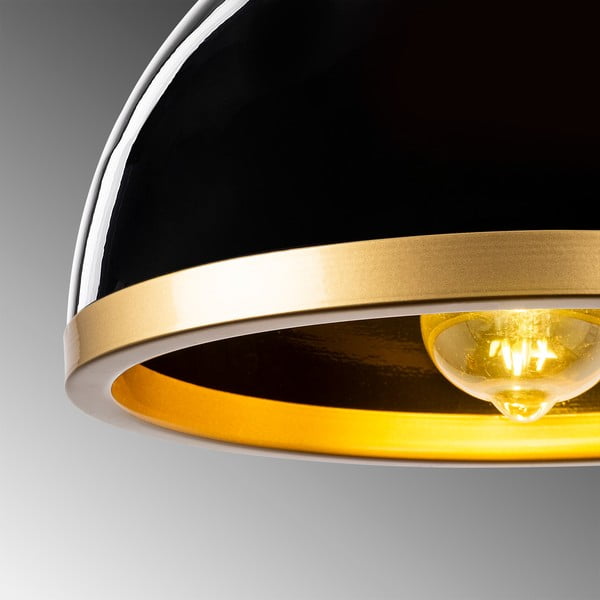 Črna/zlata viseča svetilka s kovinskim senčnikom ø 30 cm Ferenci – Opviq lights-image-2