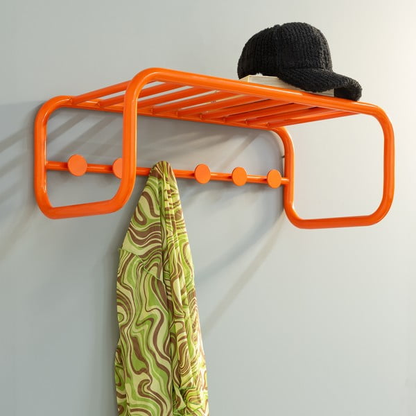 Oranžen kovinski stenski obešalnik s polico 72 cm Retro – Spinder Design-image-1