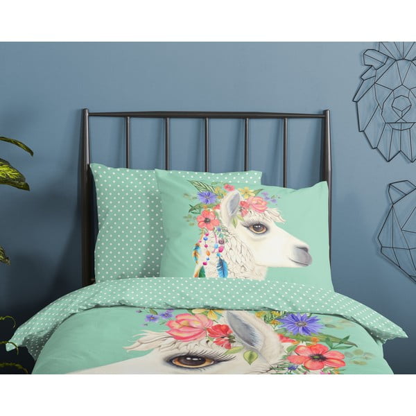 Mentolno zelena enojna podaljšana bombažna otroška posteljnina 140x220 cm Joey – Good Morning-image-2