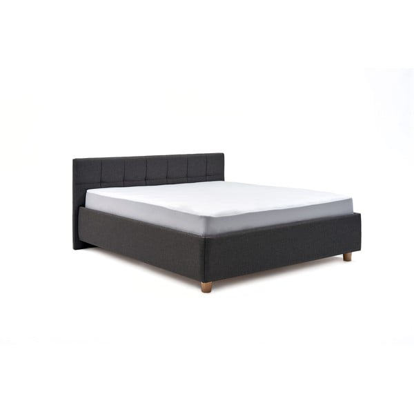 Temno siva zakonska postelja s shrambo ProSpánek Leda, 160 x 200 cm