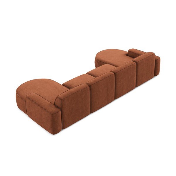 Kotna sedežna garnitura iz šenilje v barvi terakote (v obliki črke "U") Omao – Makamii-image-3