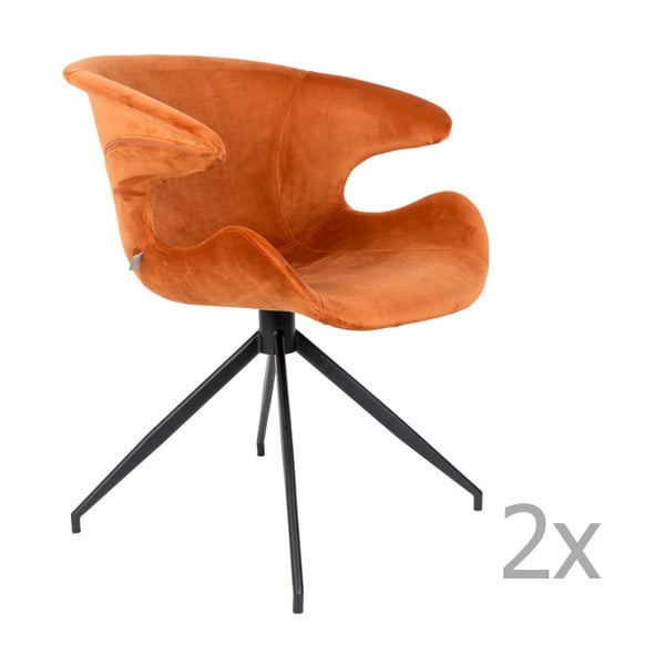 Komplet 2 oranžnih stolov z naslonjali Zuiver Mia