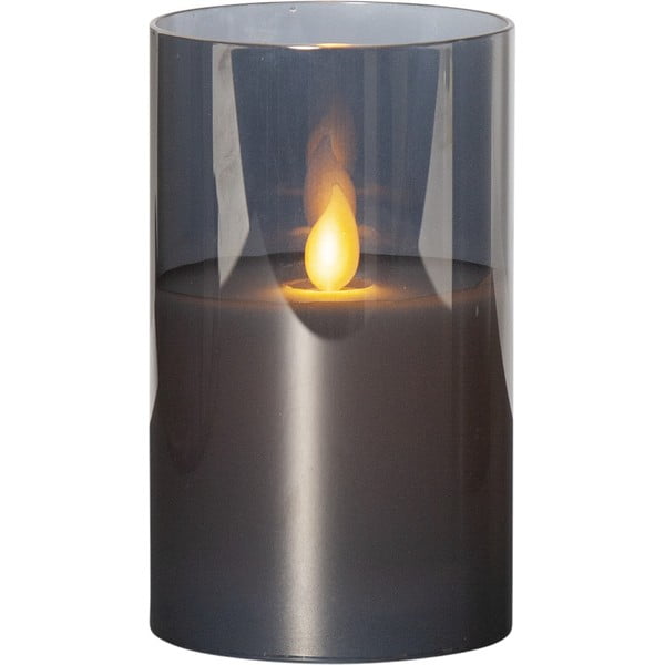 Siva LED voščena sveča v steklu Star Trading M-Twinkle, višina 12,5 cm