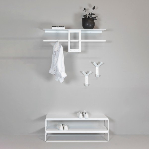 Bel jeklen stenski obešalnik s polico 100 cm Luno Small – Spinder Design-image-4