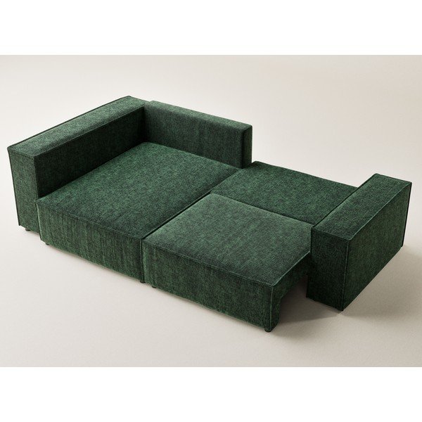 Temno zelena raztegljiva/s prostorom za shranjevanje kotna sedežna garnitura iz šenilje (levi kot/v obliki črke L) Tonga – Maison de Rêve-image-3