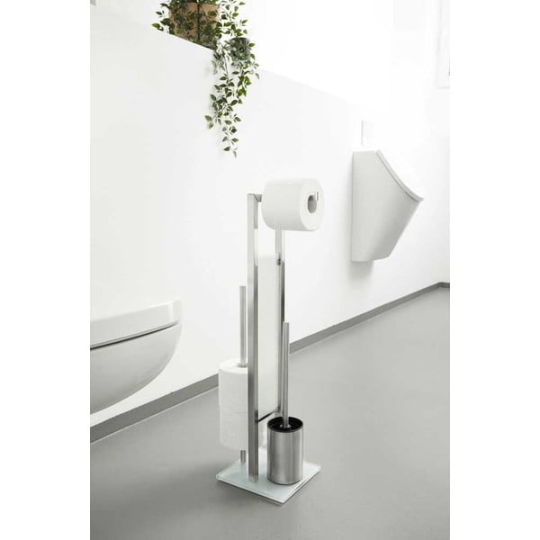 Stojalo za WC papir z WC ščetko iz nerjavečega jekla v mat srebrni barvi Rivalta – Wenko-image-2