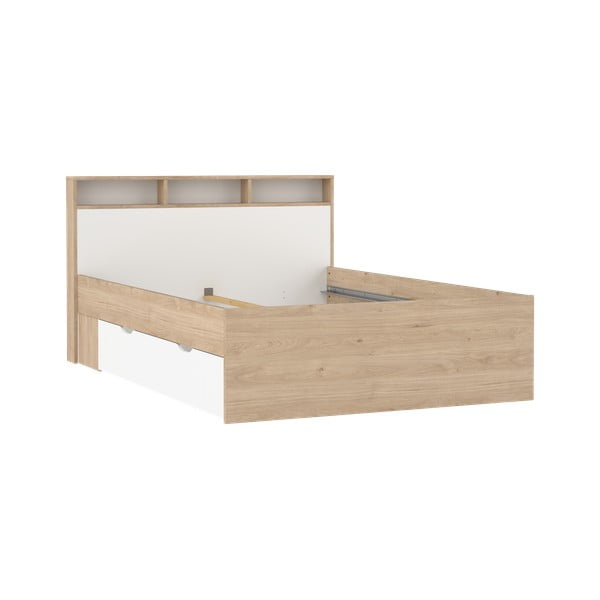 Zakonska postelja v hrastovem dekorju s prostorom za shranjevanje brez letvenega dna 140x200 cm Ikast – Tvilum-image-2