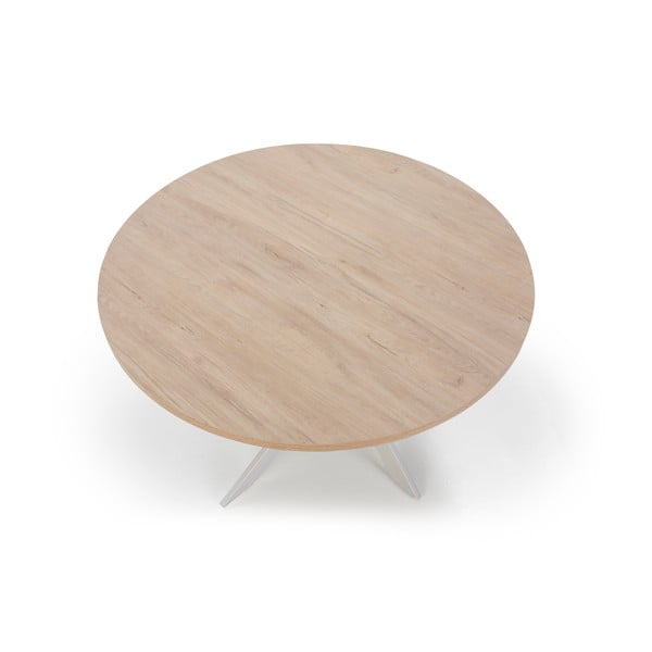 Okrogla jedilna miza z mizno ploščo v hrastovem dekorju ø 120 cm Ther – Marckeric-image-3