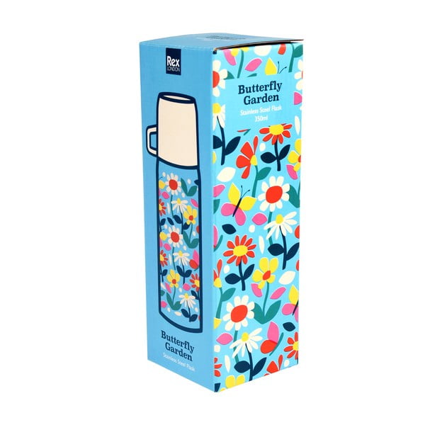 Modro-kremno bela otroška termovka 350 ml Butterfly Garden – Rex London-image-4