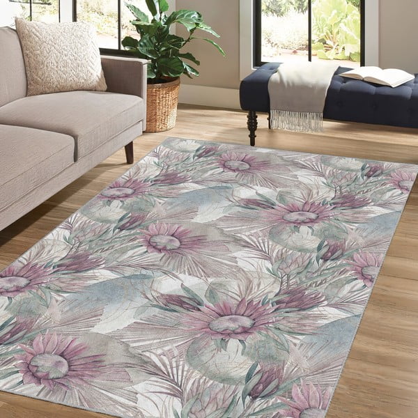 Vijolična/siva pralna preproga 160x230 cm Dusty Flowers – Mila Home-image-4