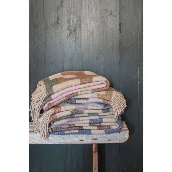 Modra/rjava odeja iz mešanice volne 130x190 cm Maze – Mette Ditmer Denmark-image-3