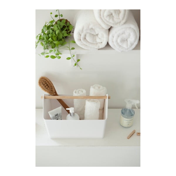 Bela/v naravni barvi plastična škatla za shranjevanje 21x37x24 cm Favori – YAMAZAKI-image-1