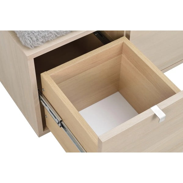 Siva omarica za čevlje v hrastovem dekorju s klopjo Confetti – Rowico-image-4