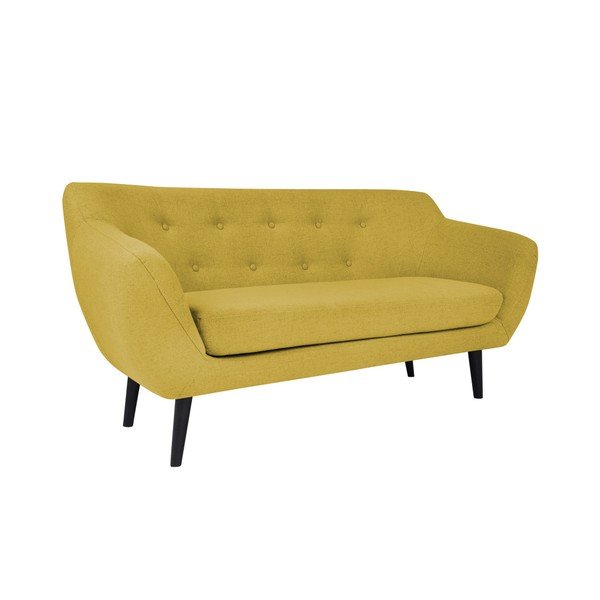 Rumena dvosedežna zofa z rjavimi nogami Mazzini Sofas Piemont-image-1