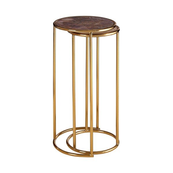 Okrogle stranske mizice v kompletu 2 ks s kamnito mizno ploščo ø 31 cm Vita – Premier Housewares-image-3
