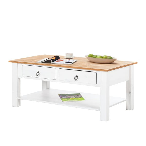 Klubska mizica iz belega bora s ploščo v naravni barvi Støraa Inda-image-1