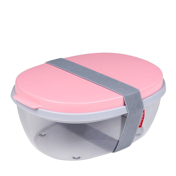 Škatla za solato z rožnatim pokrovom Mepal Ellipse