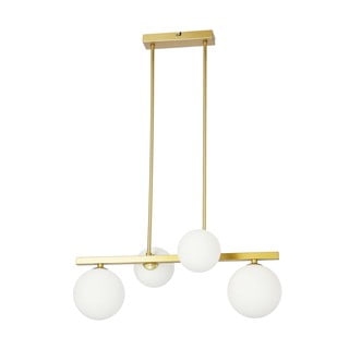 Bela/zlata viseča svetilka s steklenim senčilom Kama – Candellux Lighting