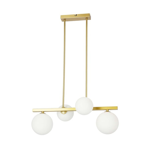 Bela/zlata viseča svetilka s steklenim senčilom Kama – Candellux Lighting