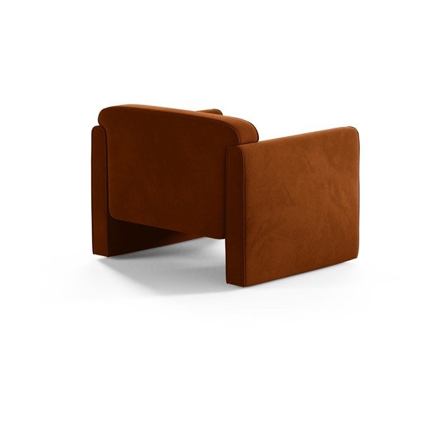 Žameten fotelj v barvi terakote Abby – Micadoni -image-2
