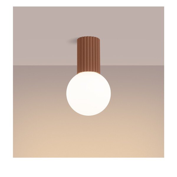 Svetlo rjava stropna svetilka s steklenim senčilom ø 12 cm Orbital – Sollux-image-2