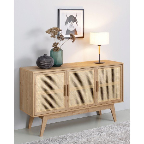 Nizka komoda v hrastovem dekorju 128x75 cm Bridget – Støraa-image-1