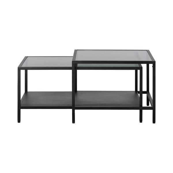 Črne steklene mizice v kompletu 2 ks 60x60 cm Bronco – Unique Furniture