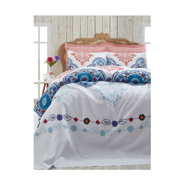 Lahka bombažna posteljna pregrinjala Jerry Cini Blue, 200 x 235 cm