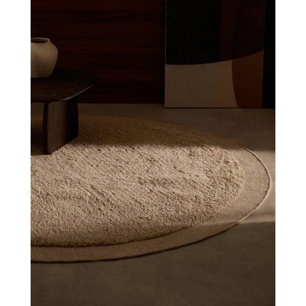 Kremno bela ročno tkana volnena okrogla preproga ø 200 cm Marely – Kave Home-image-2