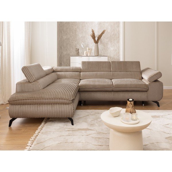 Rjava kotna sedežna garnitura iz rebrastega žameta (levi kot/v obliki črke L) Marbeya  – Ropez-image-4