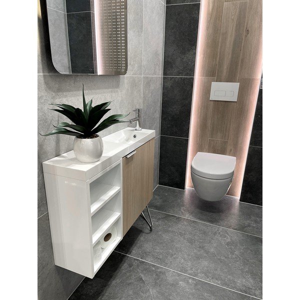 Stenska omarica brez umivalnika v hrastovem dekorju v naravni barvi 50x50 cm Latus Vi – Sapho-image-1