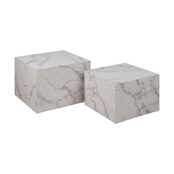 Bele mizice v kompletu 2 ks v marmornem dekorju 58x58 cm Dice – Actona