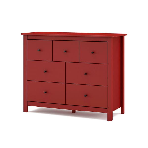 Rdeča nizka komoda iz masivnega bora 110x80 cm Misti – Marckeric-image-4