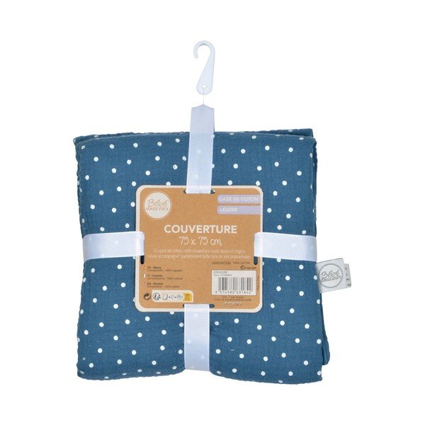 Modra otroška odeja iz muslina 75x75 cm – Bébé Douceur-image-3