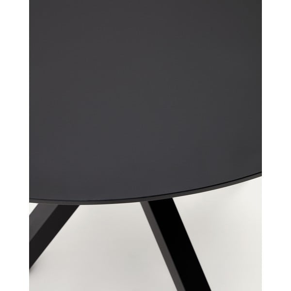 Črna okrogla jedilna miza s stekleno mizno ploščo ø 120 cm Argo – Kave Home-image-3