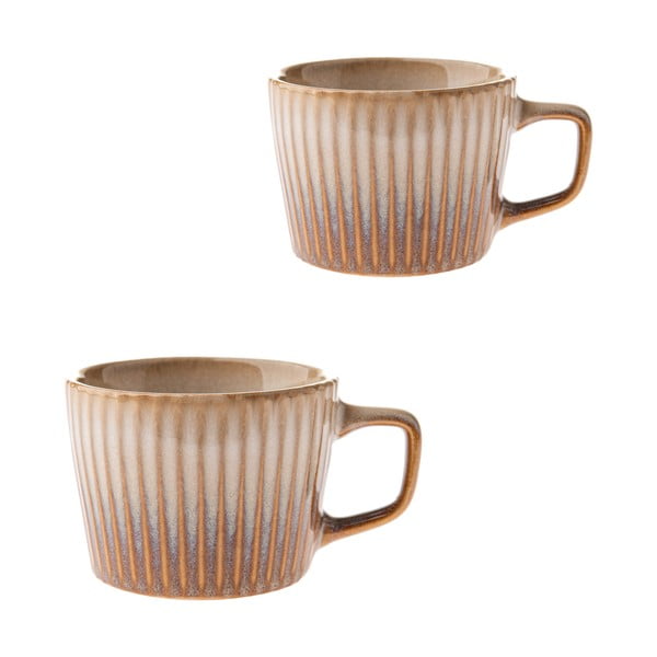 Bež skodelice v kompletu za kapučino 2 ks iz kamenine 190 ml Tone – Dakls