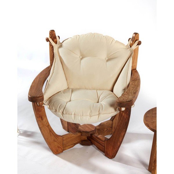 Kremno bel vrtni fotelj iz masivnega lesa Relax – Floriane Garden-image-2