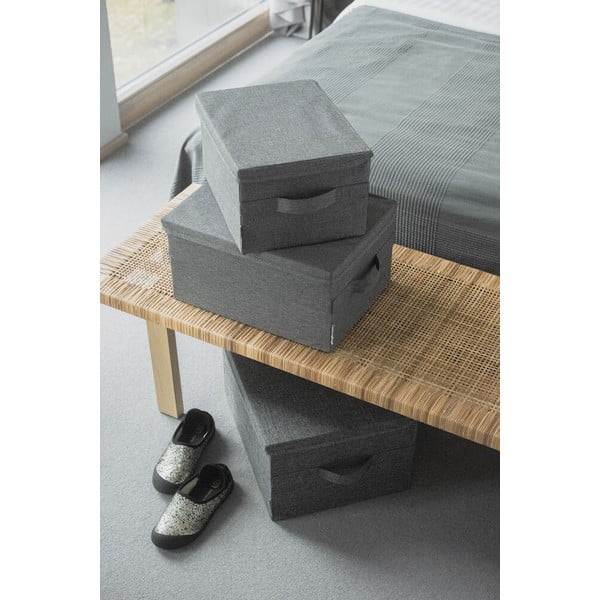 Siva tekstilna škatla za shranjevanje s pokrovom 35x26x19 cm Soft Storage – Bigso-image-3
