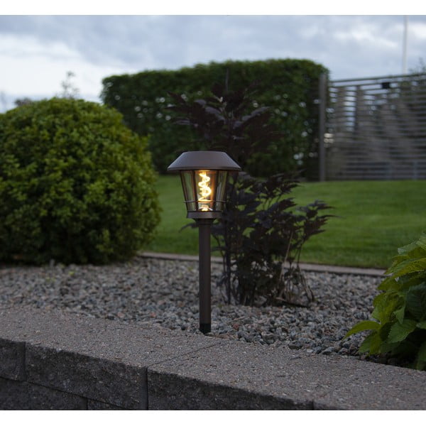 Rjava zunanja solarna LED svetilka Star Trading Fergus, višina 35 cm-image-3