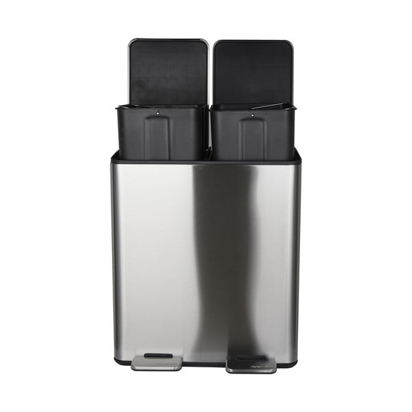 Jeklen koš za smeti za ločevanje odpadkov v mat srebrni barvi s pedalom 2x20 l Aliya – Spirella-image-4