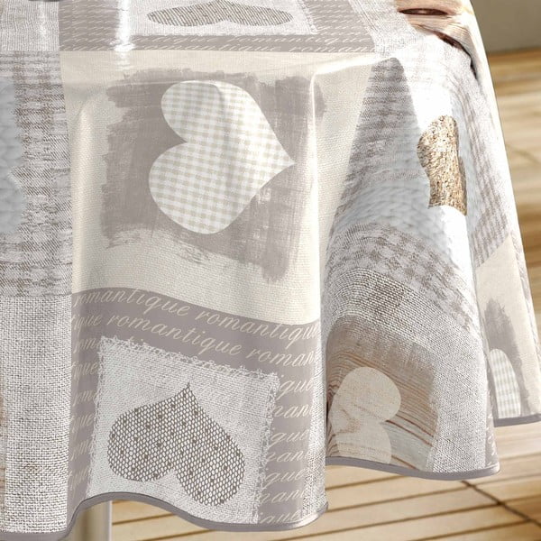 Povoščen namizni prt iz PVC-ja ø 160 cm Cosy Coeur – douceur d'intérieur-image-1