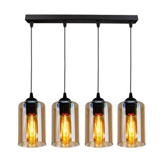 Črna viseča svetilka s steklenim senčnikom 10x65 cm Bistro - Candellux Lighting