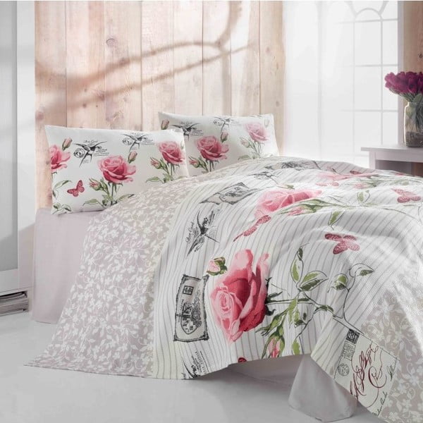 Komplet posteljnega pregrinjala in blazin Miranda Rose, 200x230 cm