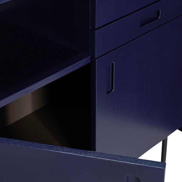 Temno modra/siva visoka komoda iz masivnega jesena 90x109 cm Study – Hübsch-image-2