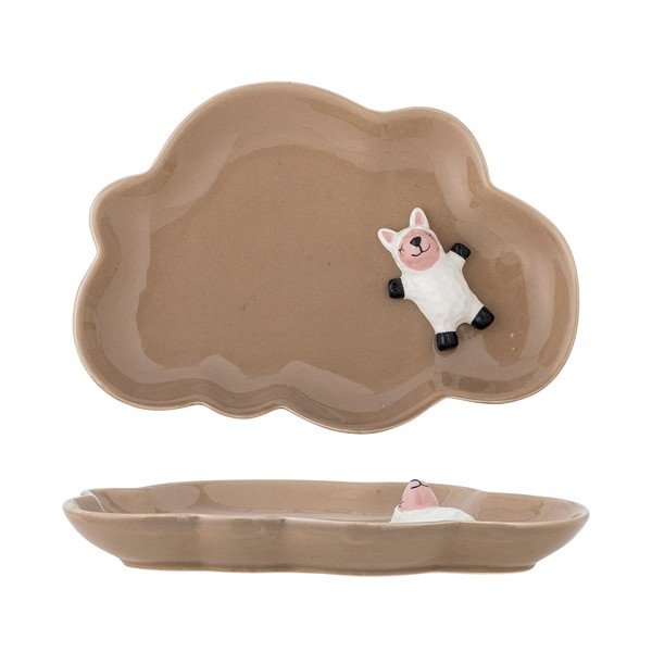 Rjav otroški krožnik iz kamenine 14x20 cm Dolly – Bloomingville Mini-image-3