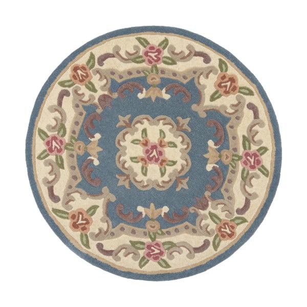 Modra volnena preproga Flair Rugs Aubusson, ⌀ 120 cm