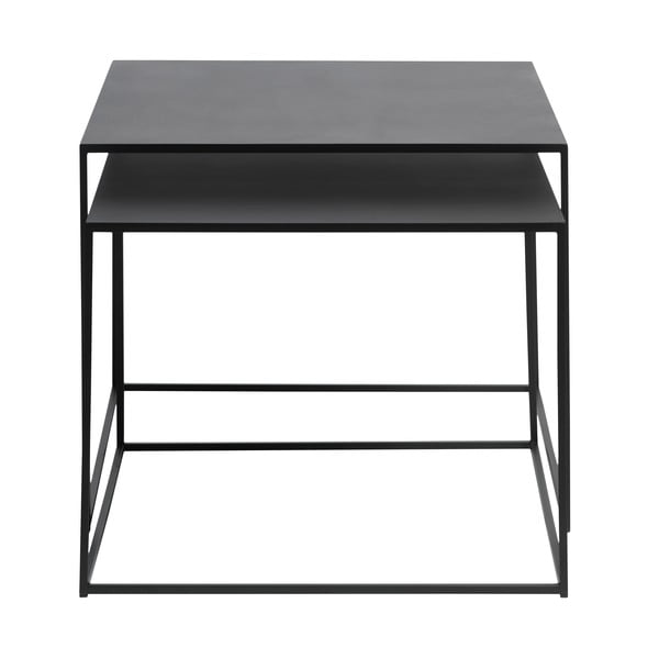 Črne kovinske mizice v kompletu 2 ks 65x65 cm Pebble – Unique Furniture-image-3